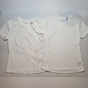 Two NWT Old Navy White Ribbed T-Shirts